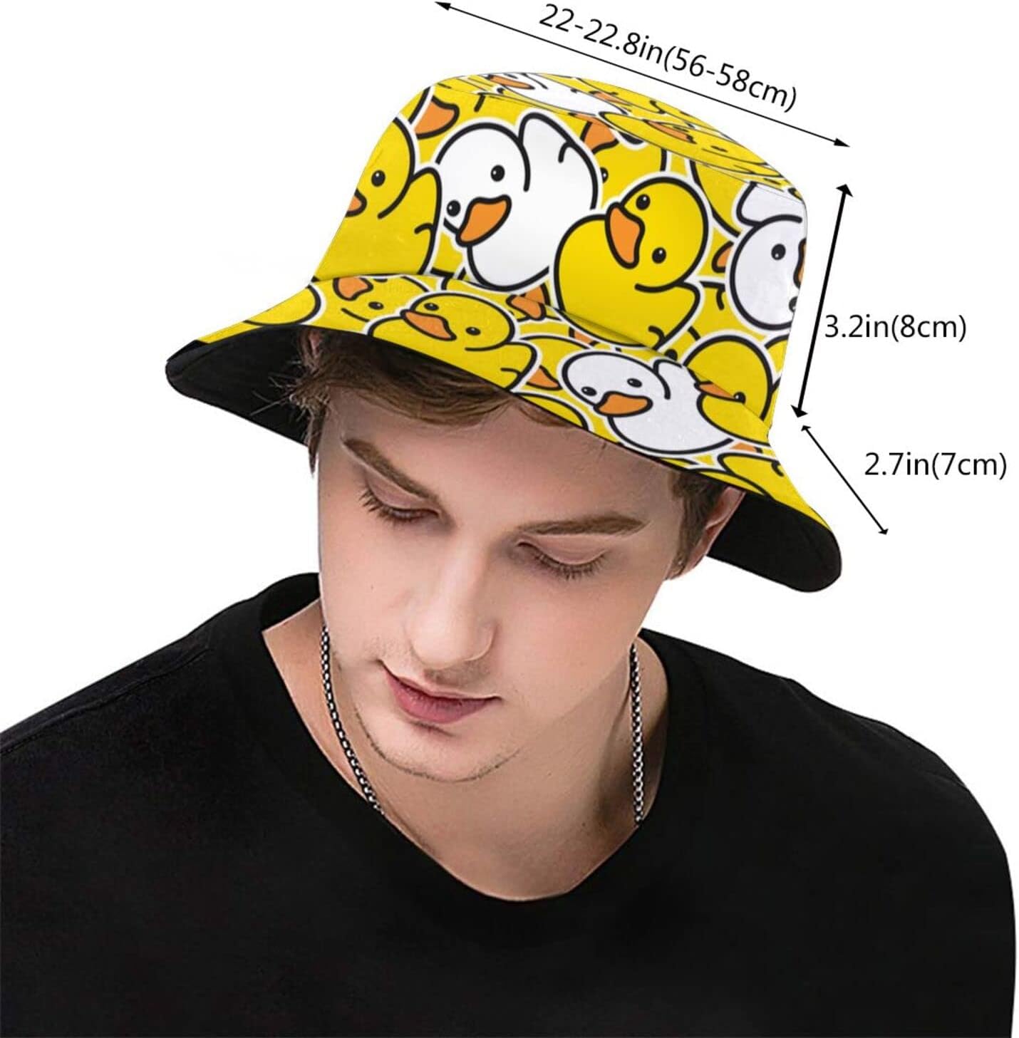 Funny Duck Bucket Hat Fisherman Hat Beach Travel Sun Hat Outdoor Cap for Unisex Men Women - Image 3