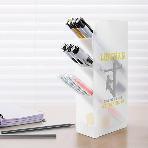 Miniatura 5 de Lineman - Soporte para bolígrafo para organizador de escritorio con 4 compartimentos para suministros de escritorio de oficina en casa, accesorios
