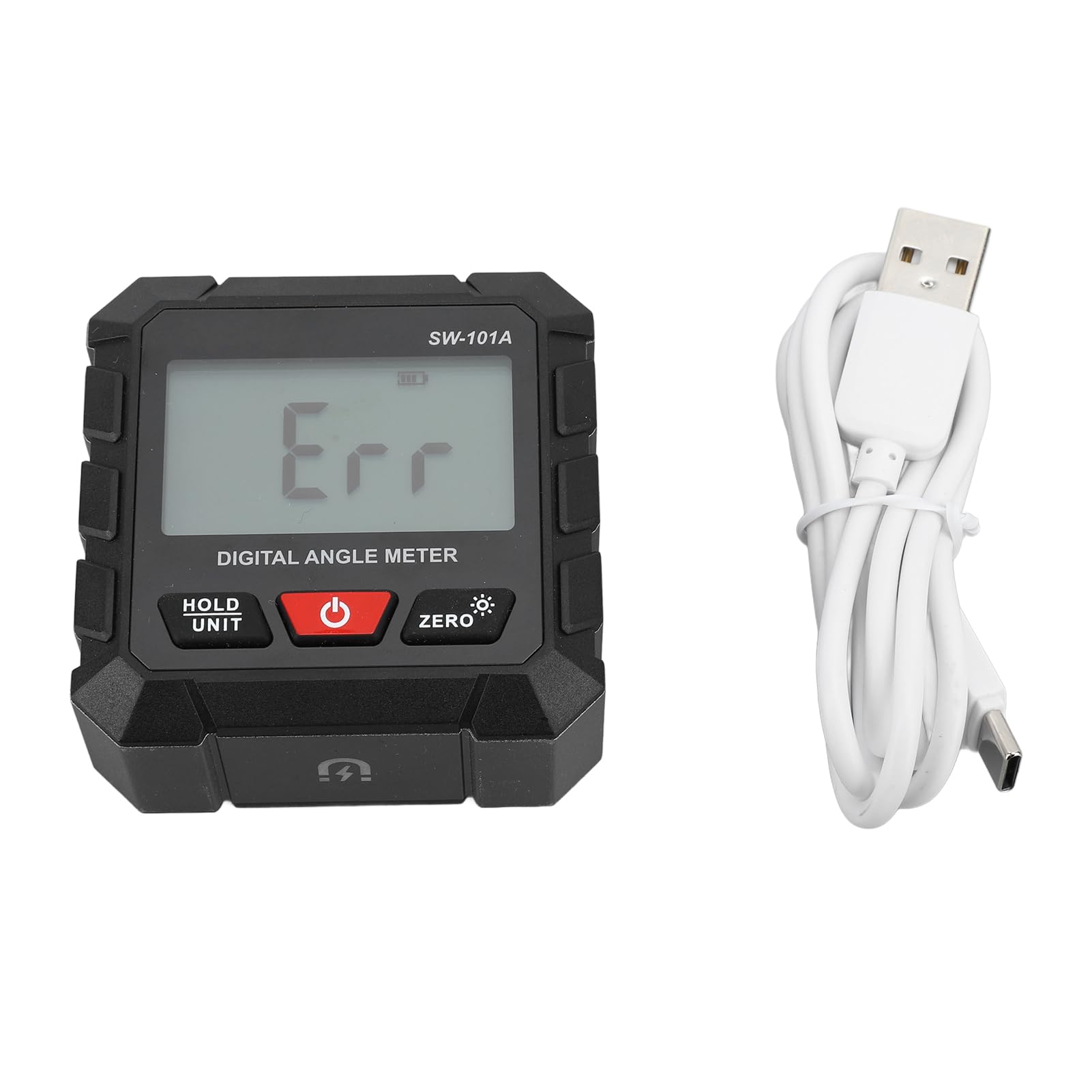 Buscador de ángulo digital con base magnética de rango de 4 x 90 grados y giro automático de pantalla para mantenimiento de carpintería y construcción Dispositivo de medición de