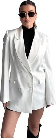 Kad n D me Detayl  Oversize Blazer Ceket Kruvaze Yaka