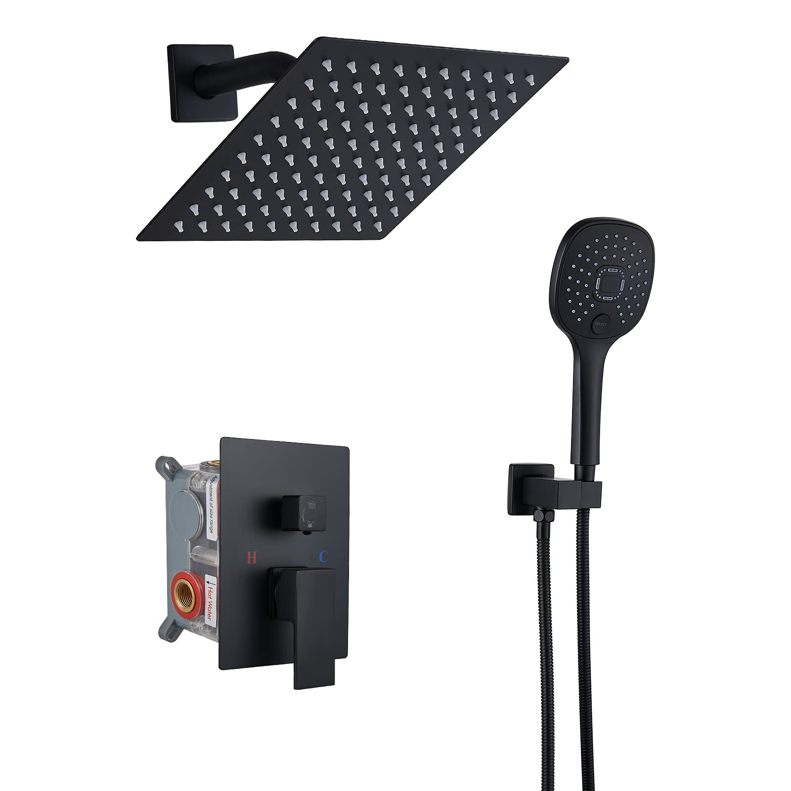 Buy Midanya Matte Black Rain Shower System Wall Mount Shower Faucet Set