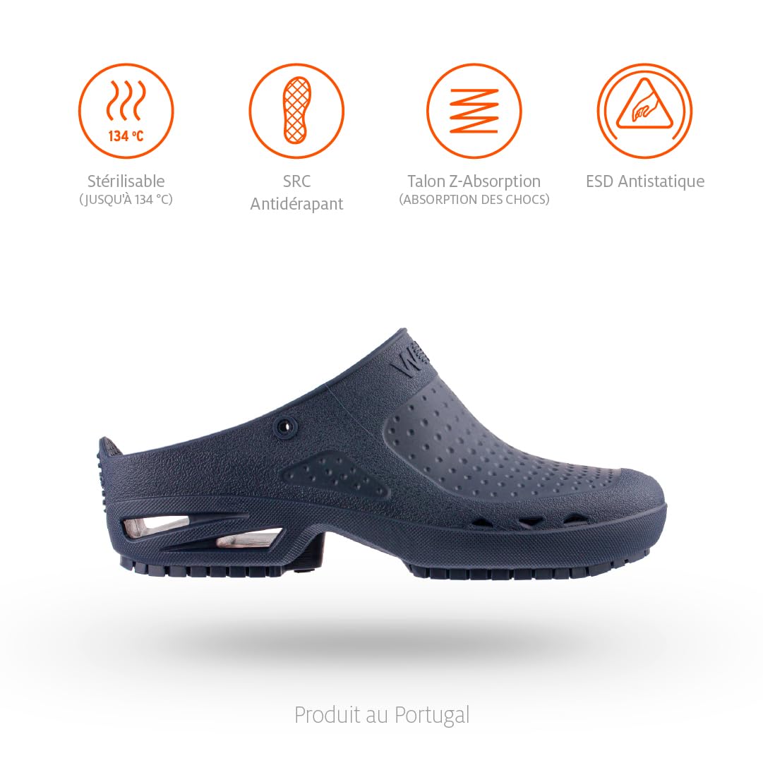 WOCK Bloc Open sans Bride, Sabots de Bloc Operatoire Autoclavable Antistatique ESD, Chaussures hopital Femme et Homme Antidérapant, Chaussures Medical