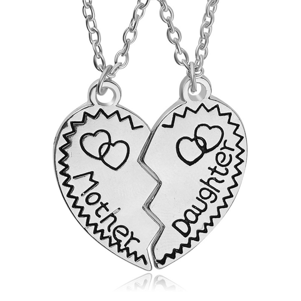 Guoainn Clearance Sale! 2Pcs Lovely Mother Daughter Heart Shape Pendant Necklace Set Jewelry Chain