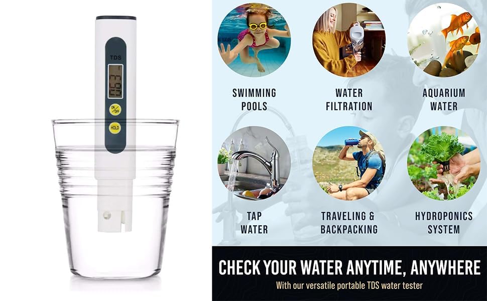 KERRO™Digital TDS Meter 0-9990ppm Measuring Range,1 ppm Increments, 2% Readout Accuracy 2