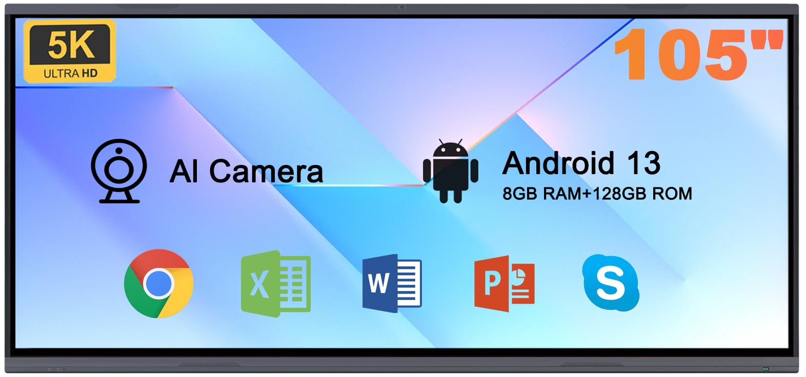 105 Smart Board 5K UHD 21 9 Ultra Wide Interactive Whiteboard Display Android 13 8 128G with AI