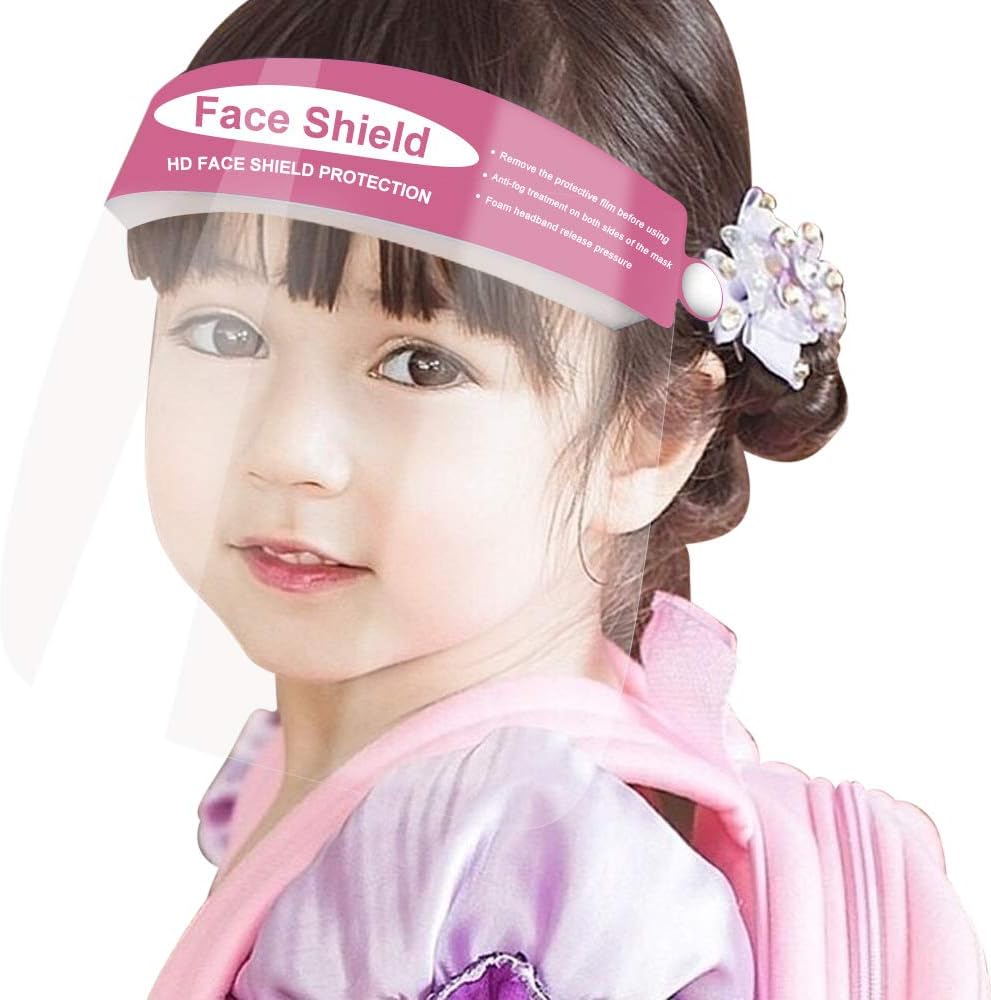 5 PCS BULUBY Kids Cover, Premium Reusable Clear Anti Dust Visor Protection for Children - Pink