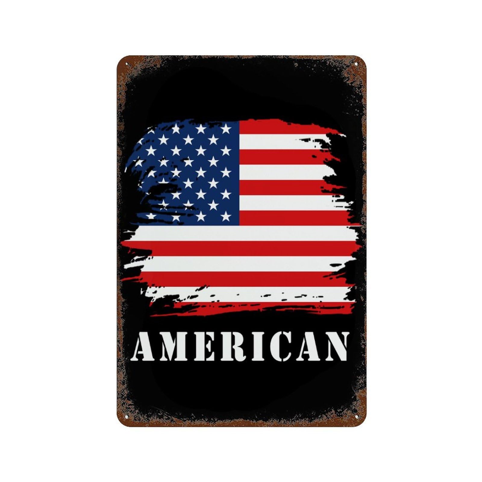 KWQDOZF Vintage America Flag Theme Metal Tin Sign,Vintage Iron Hanging Plate Vertical with Rust Poster Wall Decor 8x12inch