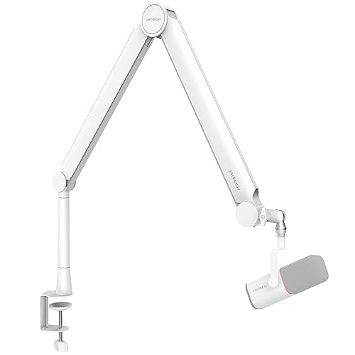 IXTECH Mic Arm White Premium Boom Arm 360° Rotatable Microphone Arm Stand with Desk Mount Fully Adjustable Sturdy and Universal VALIANT WHITE Model - 4 VALIANT WHITE