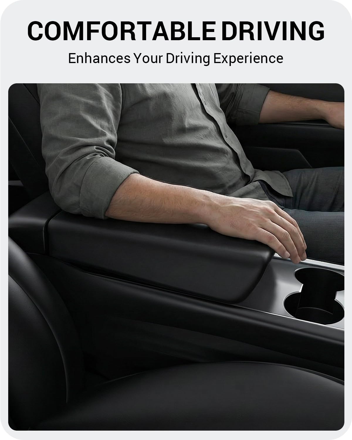 BASENOR Tesla 2020-2024 Model Y 2017-2023 Model 3 Copertura console centrale Copertura bracciolo in TPU Protezione antiscivolo Bracciolo Accessori interni Tesla Nero