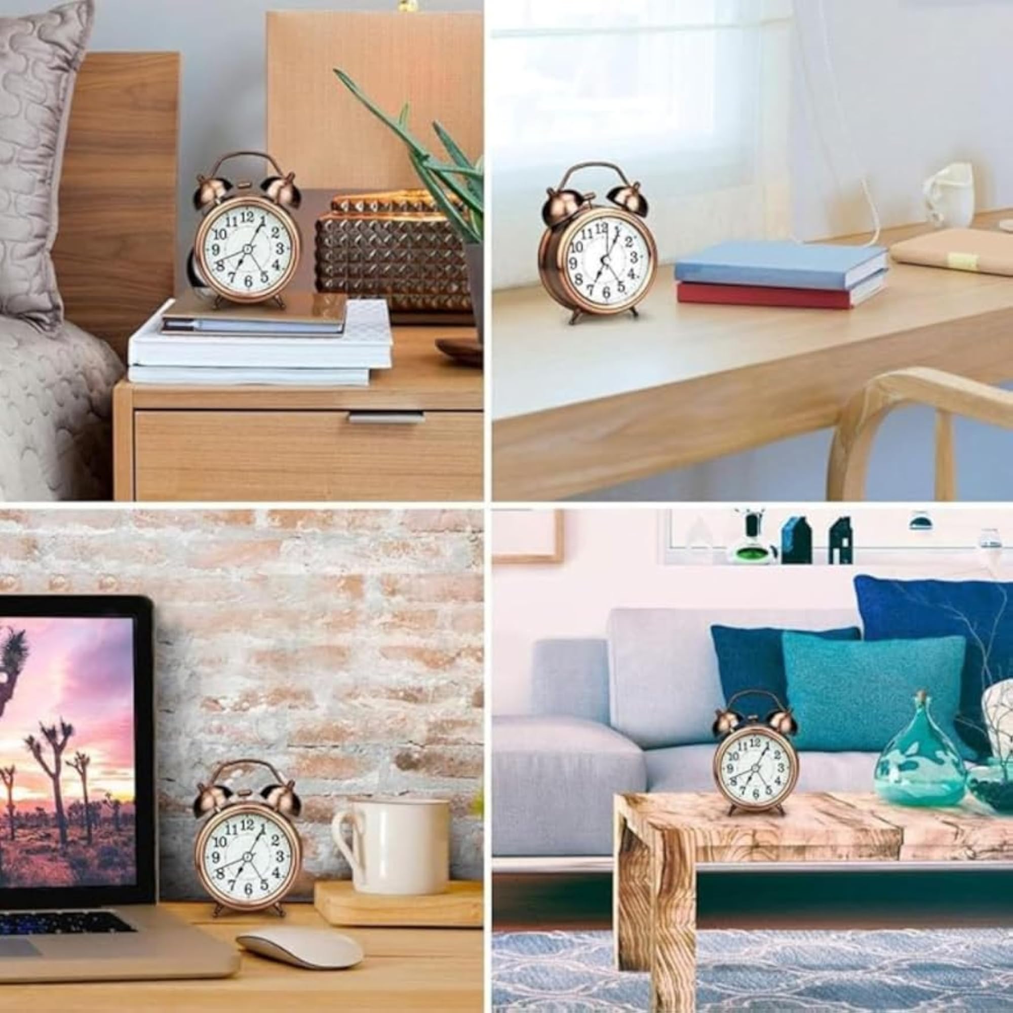 Twin Bell Table Clock with Night Backlight