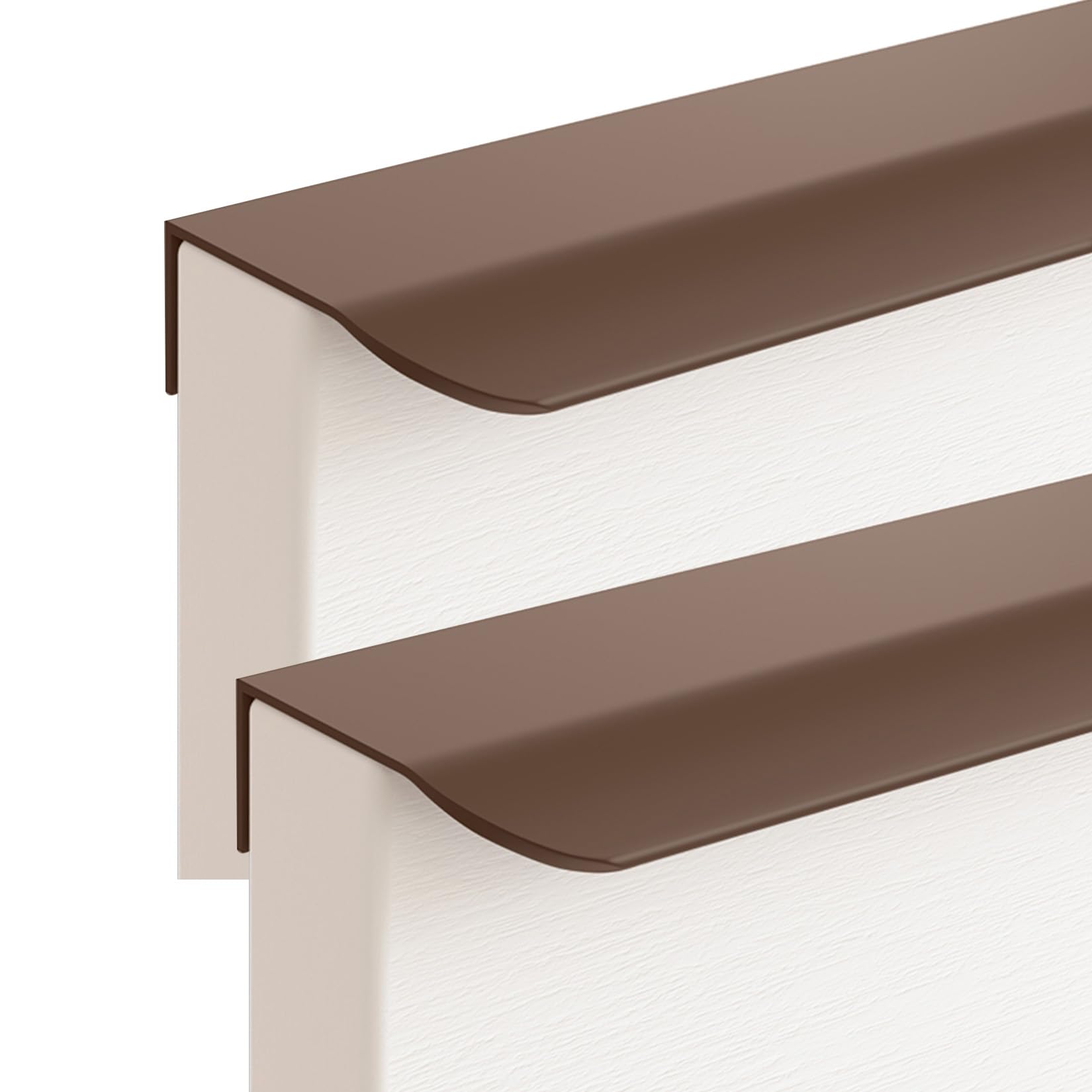Fqflxy6589 Brown 2 Packs Concealed Kitchen Cupboard Handles,Hidden Drawer Pulls,Finger Edge Pull Aluminum Alloy Cabinet Invisible Furniture Profile Door Knob For Wardrobe,Bathroom,Living Room (400Mm,)