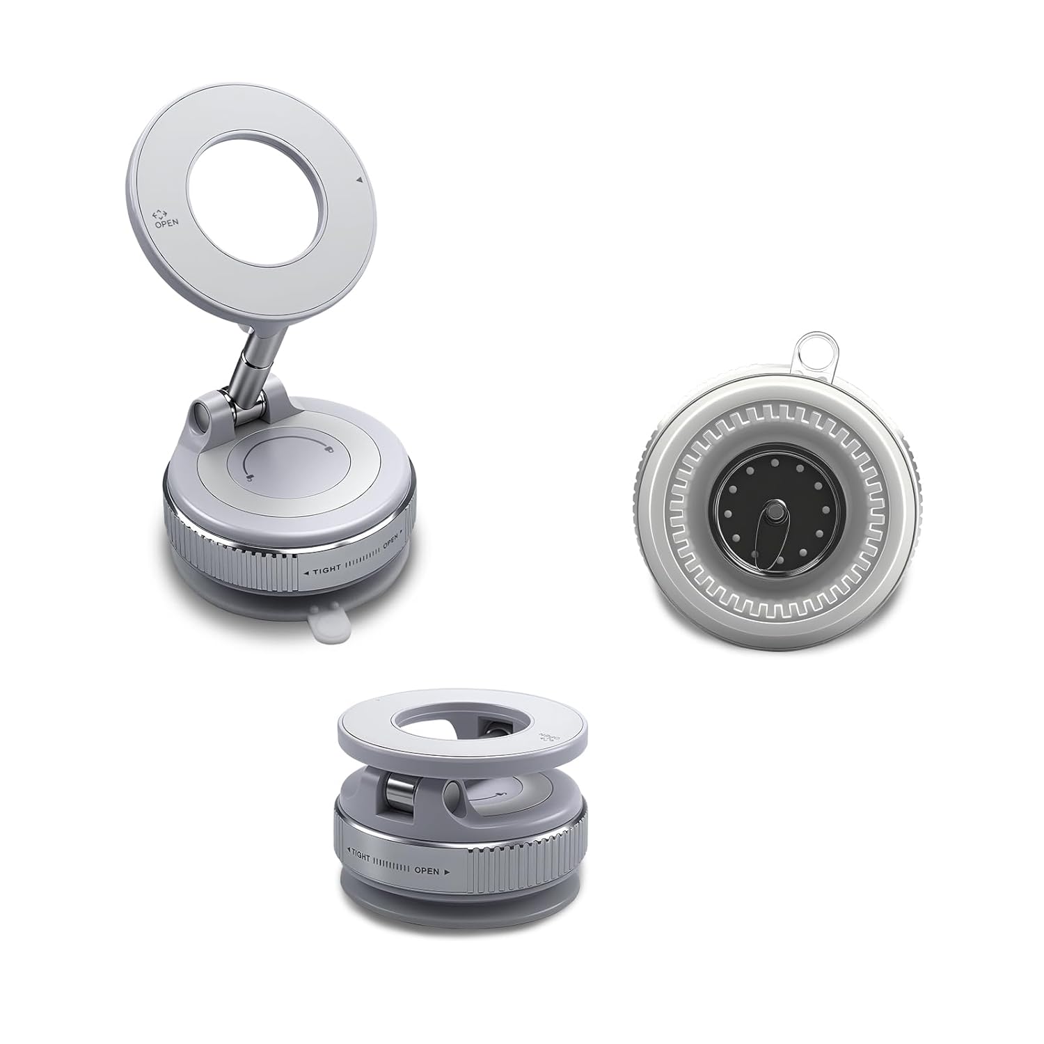 Vacuum Magnetic Phone Holder with Sticky Gel Base 360 Foldable Suction Cup Phone Mount for Textured Dashboard Windshield