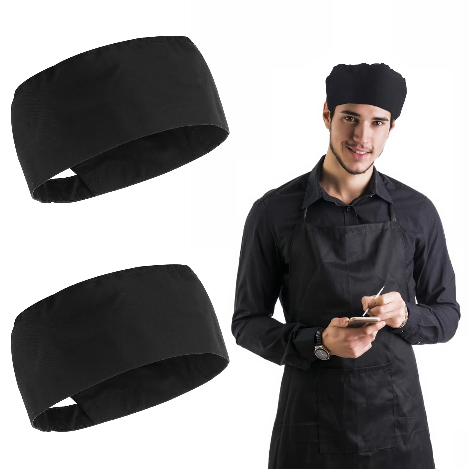 Lot De 4 Toques De Cuisinier Unisexe Noires - Respirantes Et Réglables - Idéal Cuisine