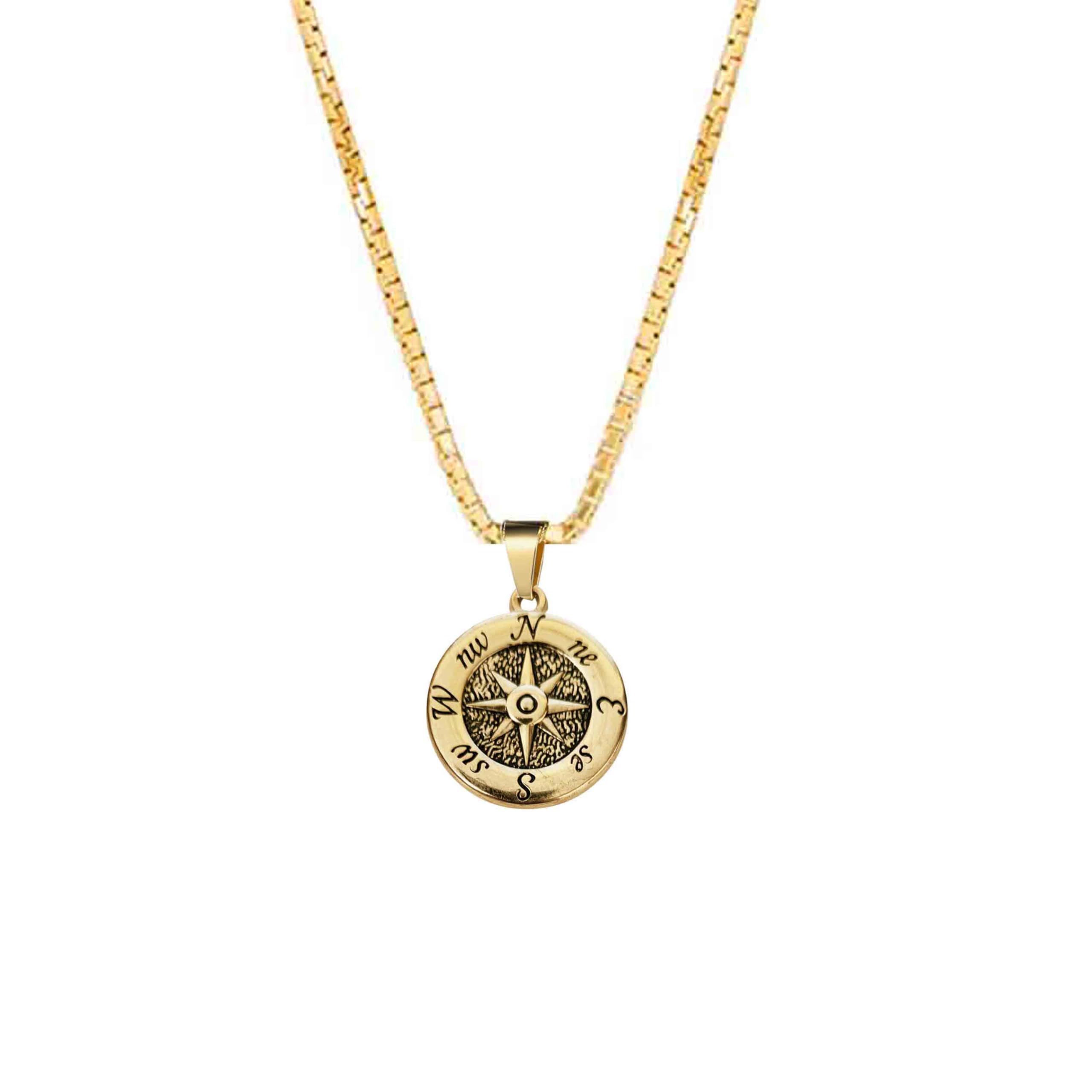 m men style Biker Compass With Box Chain Travel Necklace, North Star Gift For Him Pendant Necklace Chain Gift For Men Boys SPn2025227-picture-20
