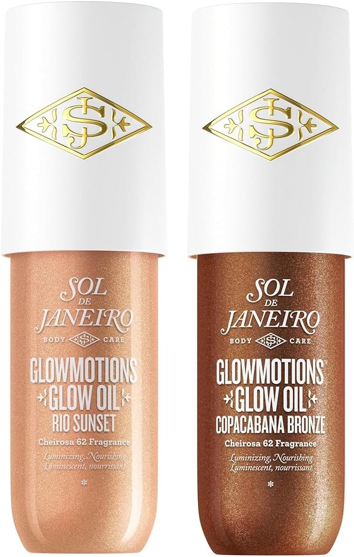Glowmotions Glow Body Oil Travel Size Duo | Copacabana Bronze & Rio Sunset | Shimmer Body Oil Bundle | Pack of 2, 2.5 fl oz.