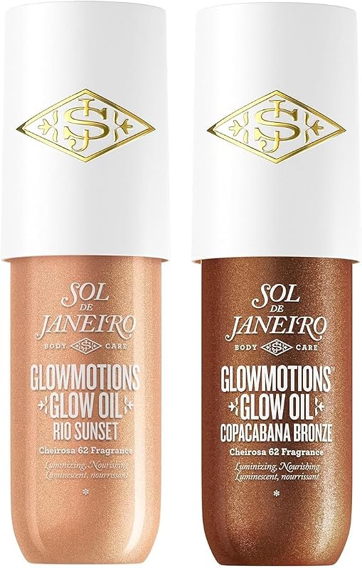 Glowmotions Glow Body Oil Travel Size Duo | Copacabana Bronze & Rio Sunset | Shimmer Body Oil Bundle | Pack of 2, 2.5 fl oz.