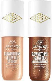 Glowmotions Glow Body Oil Travel Size Duo | Copacabana Bronze & Rio Sunset | Shimmer Body Oil Bundle | Pack of 2, 2.5 fl oz.