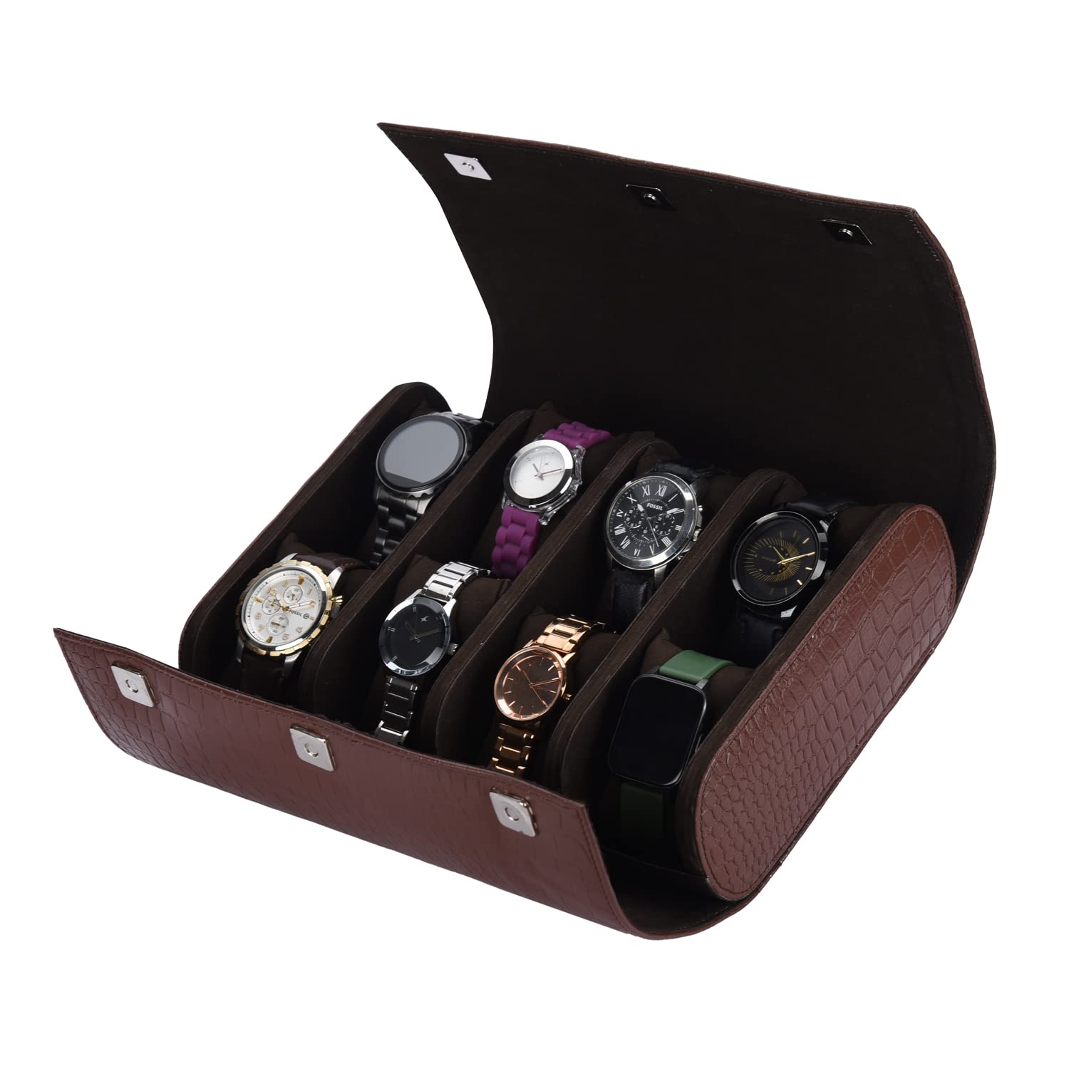 THE CASE PU Leather Premium Smart Watch Case for Men & Women For 8 Slots Watch Roll Organizer with Croco Print (B0CQRMHVH1) Amazon Price History, Amazon Price Tracker