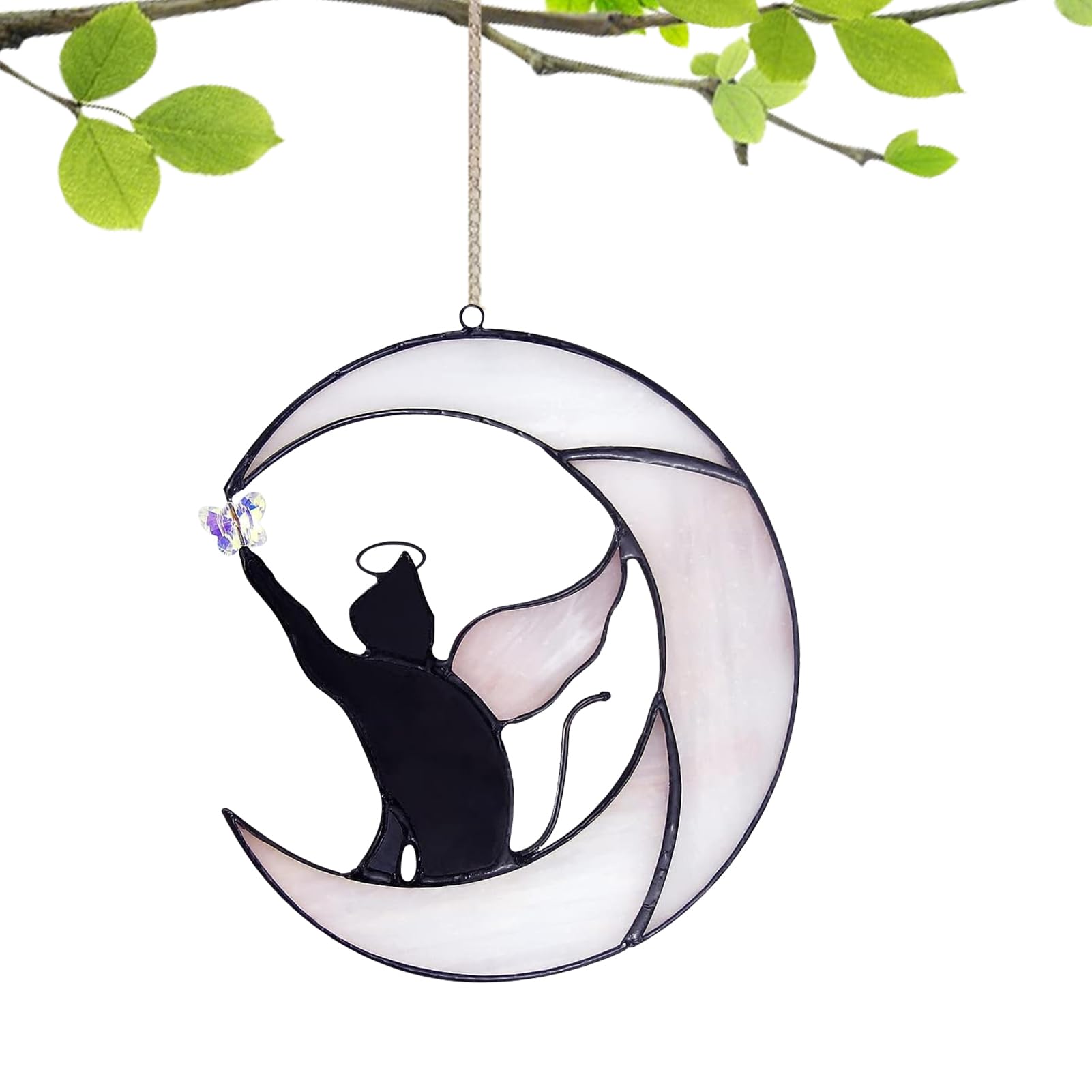 Flavas Type C Sun Catchers Stained Glass | Cat Stained Glass Window Hangings | Stained Glass Cat Sun Catcher Cat Rainbow Window Hangings Cat Memorial Gifts Cat Decor, Cat Gifts For Cat Lovers