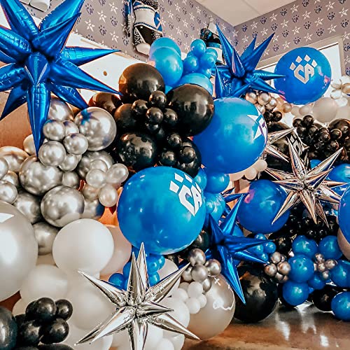 Image of PartyWoo Royal Blue Star Spike Balloons 6pcs Explosion Foil Mylar Balloons