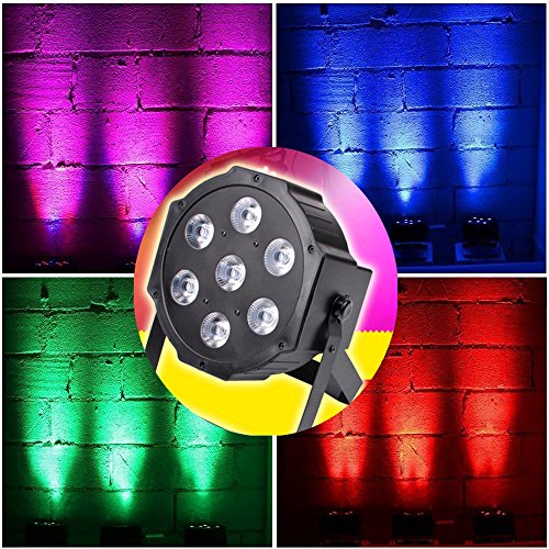 ELEOPTION Disco Party Stage Lights RGBW 256 Brightness Control Disco Par Lights DJ Lighting Equipmen for Stage Lighting Wedding Birthday Karaoke Floor Disco Bar Concert Show (7LEDs)
