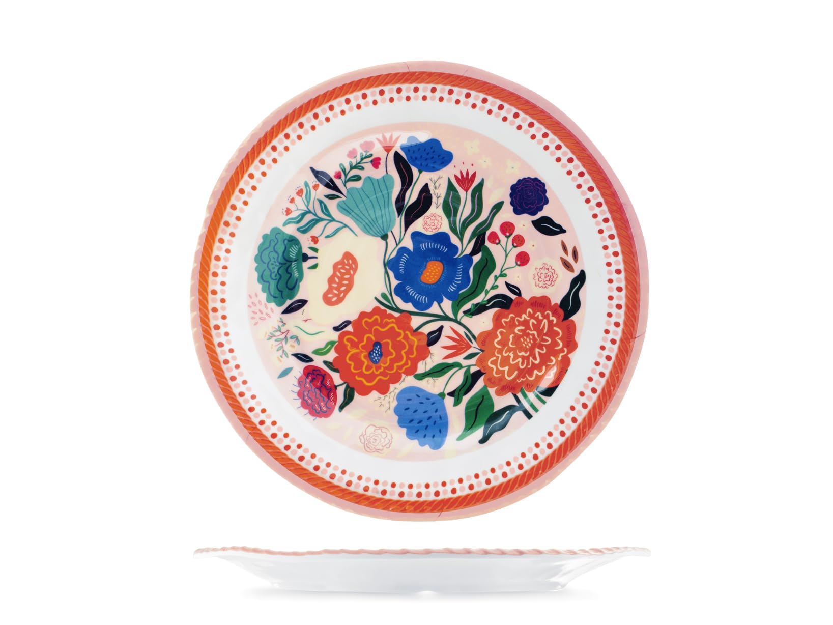 H&H Set of 6 Gipsy Melamine Dinner Plates 28 cm Diameter - Durable and Lightweight, Dishwasher Safe, Ideal for Daily and Outdoor Use