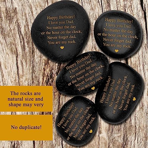 VELENTI Dad Birthday Gifts Decorative Stones - You are My Rock Engraved Decorative Accessories - Heartwarming Birthday Gift for Dad - Happy Birthday Dads Gift from Son, Daughter - Image 4