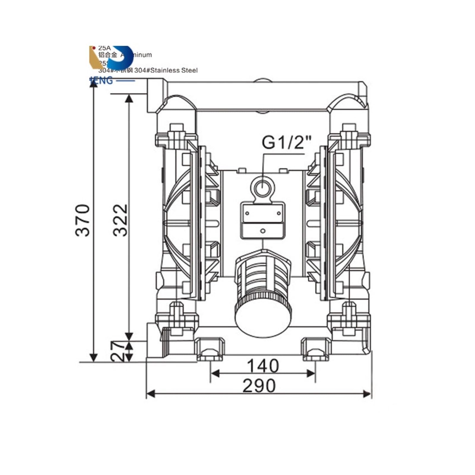 Pompy membranowe BML-20 Pneumatyczna pompa membranowa z PTFE, 54 l/min, pneumatyczna pompa membranowa Zastosowanie przemysłowe