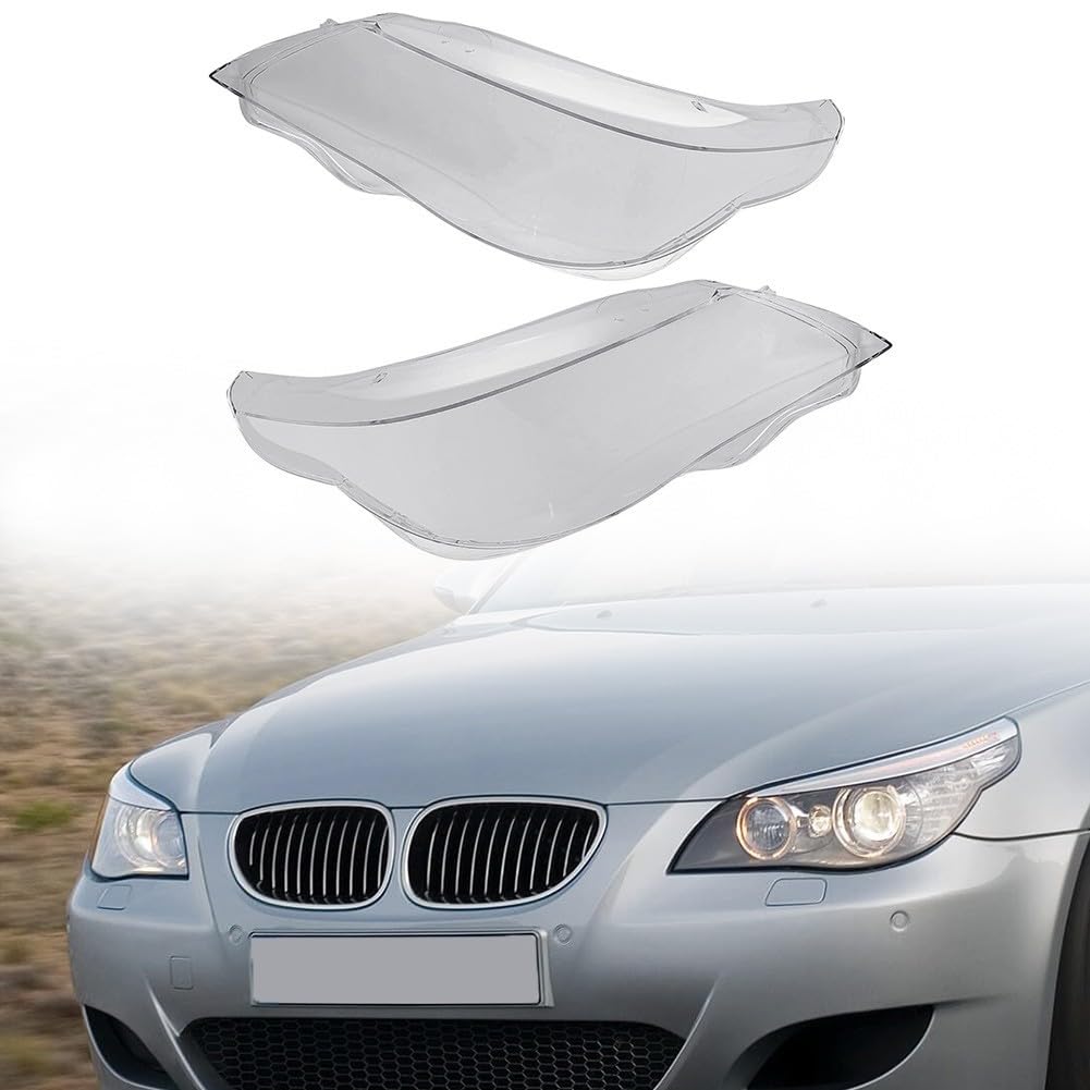 Par de cubiertas transparentes para faros delanteros E60 E61 525i para 530i 545i 550i M5 Sedan Touring 2003-2010, carcasa de repuesto de PC para carcasa agrietada amarillenta