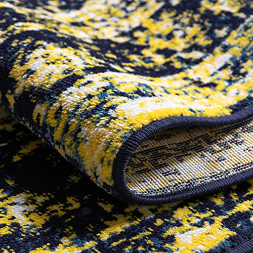 Unique Loom Sofia Collection Area Rug - Salle Garnier (2' X 6' 9" Runner, Navy Blue/ Yellow) #TOP6