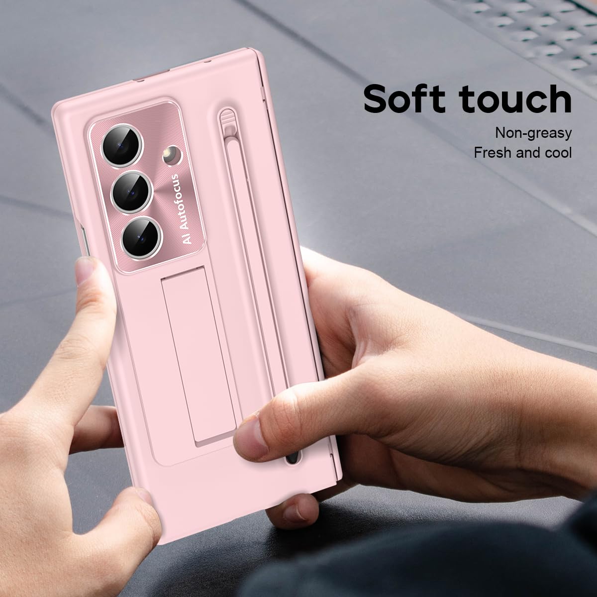 BRAND SET Etui do Samsung Galaxy Z Fold8 Ultra ze zintegrowaną osłoną ekranu, uchwytem, gniazdem na długopis, ochroną zawiasów, odporną na wstrząsy PC, różowy