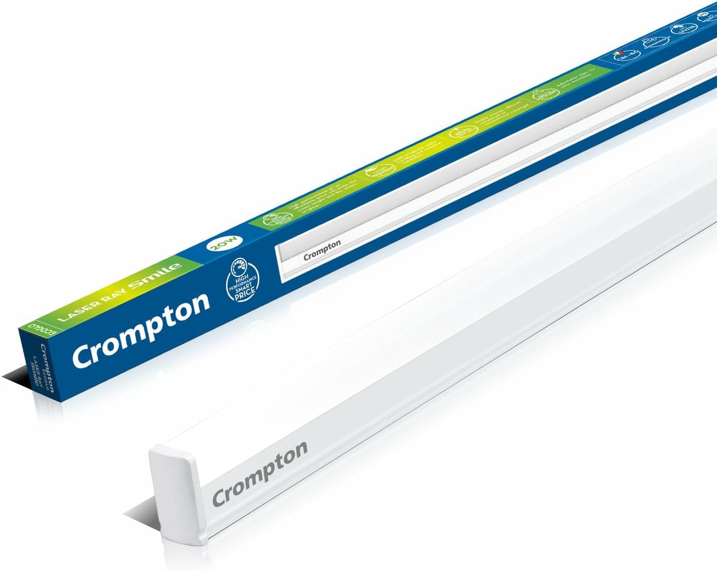 Crompton Laser Ray Smile 20W LED Batten |4 feet Slim Batten for Living Room & Bedroom | Energy Efficient Tubelight for Home | BIS Approved | Cool Day Light (6500K) (Pack of 1)