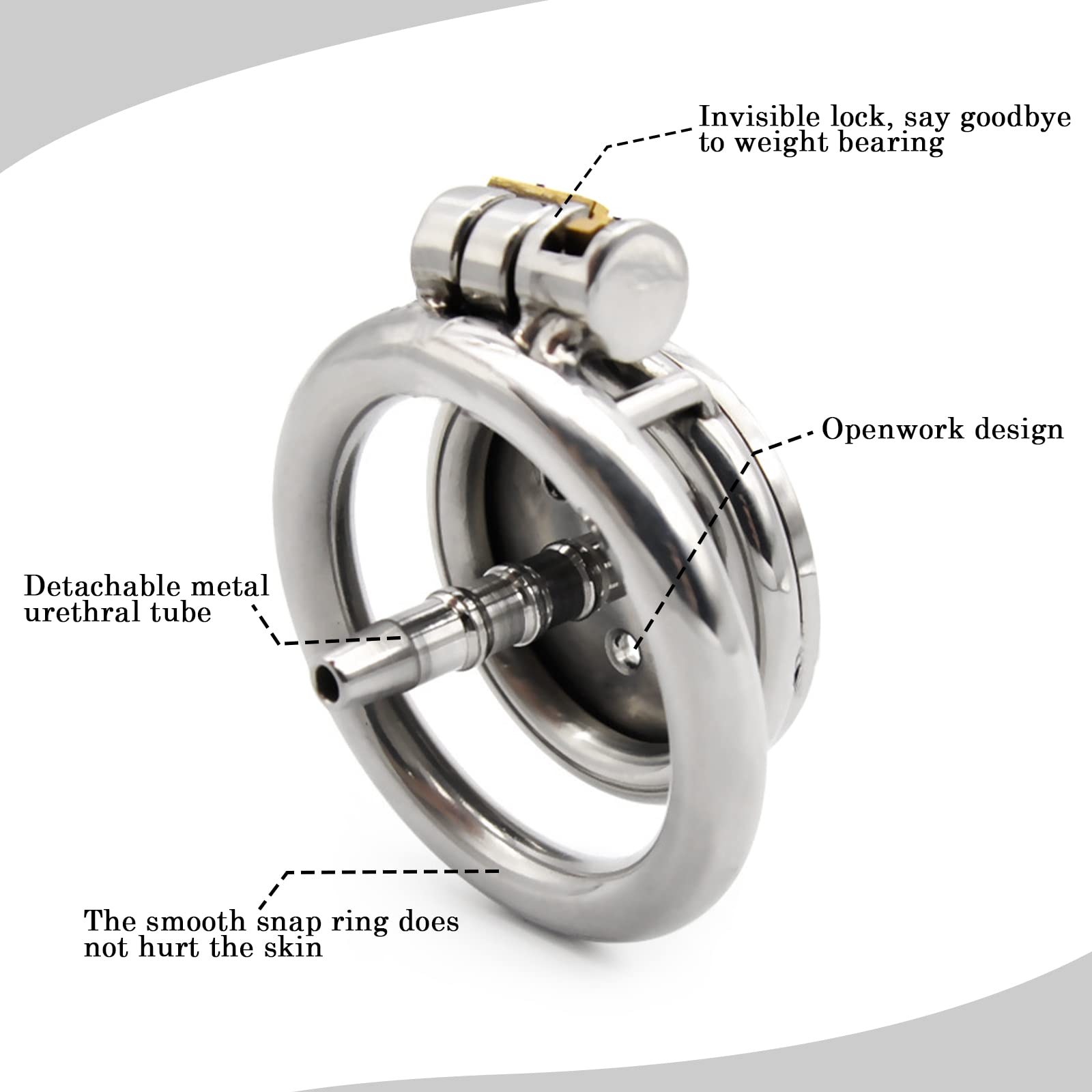 BDSMLOVE Piatto Chastity cage con Dilatatore uretrale, gabbia castità per uomo, gabbia castità per uomo, uomo pene Cock cage per Prevenire L'erezione (M-50mm)