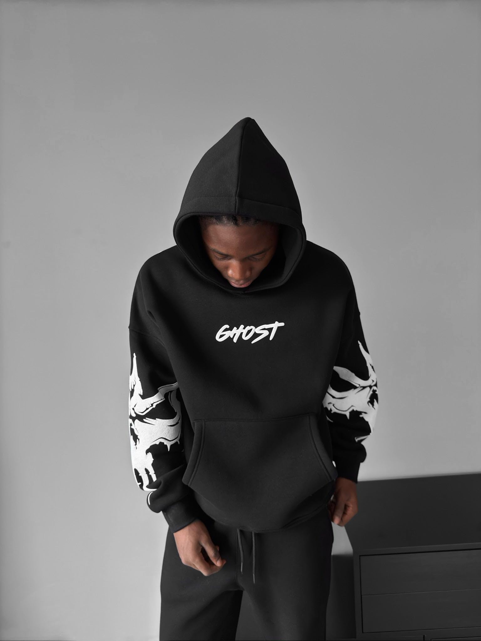 Sweat à capuche surdimensionné Ghost - Noir