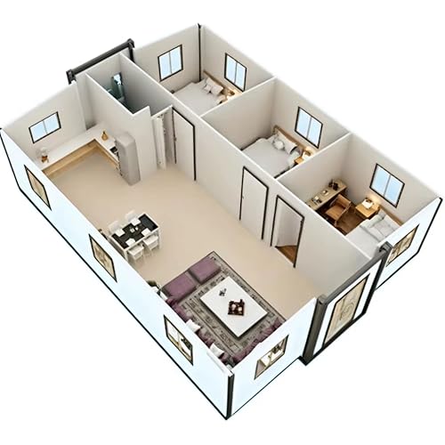 Tiny Homes for Sale Prefab Tiny Houses to Live in for Adults 20FT Portable Foldable Modular Container Cabin Kit with 1–3 Bedrooms Full Kitchen Bathroom and Modern Living Area for Residential Use