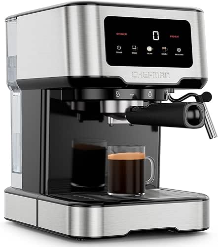 Chefman CraftBrew Espresso Machine, 15-Bar Pump Digital Espresso Maker w/Steam
