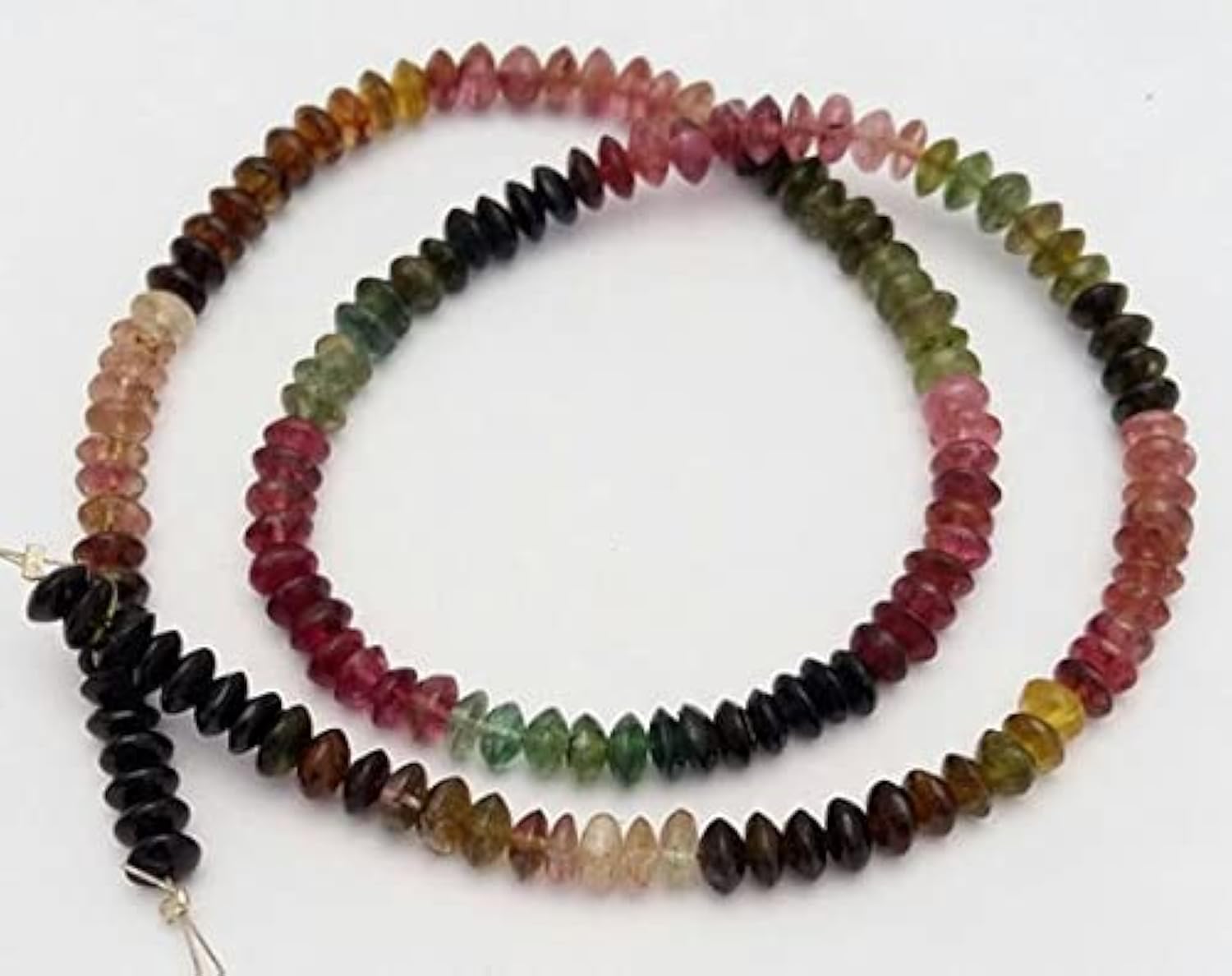 Perles rondelles en tourmaline naturelle multicolore 4mm pour création bijoux LKBEADS E1254
