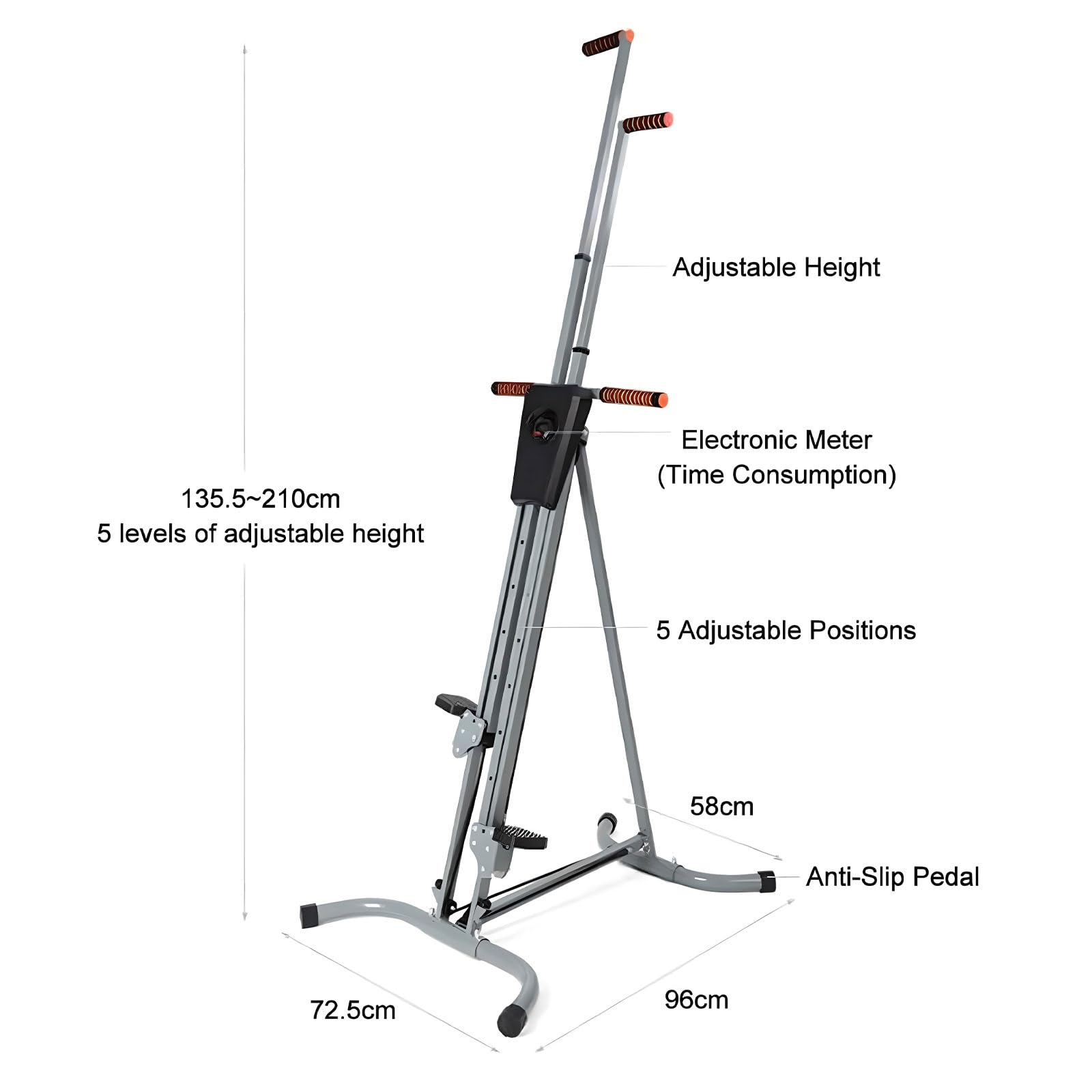 Scalatore verticale di resistenza idraulica con display LCD, cardio pieghevole e macchina di allenamento della forza per fitness domestico