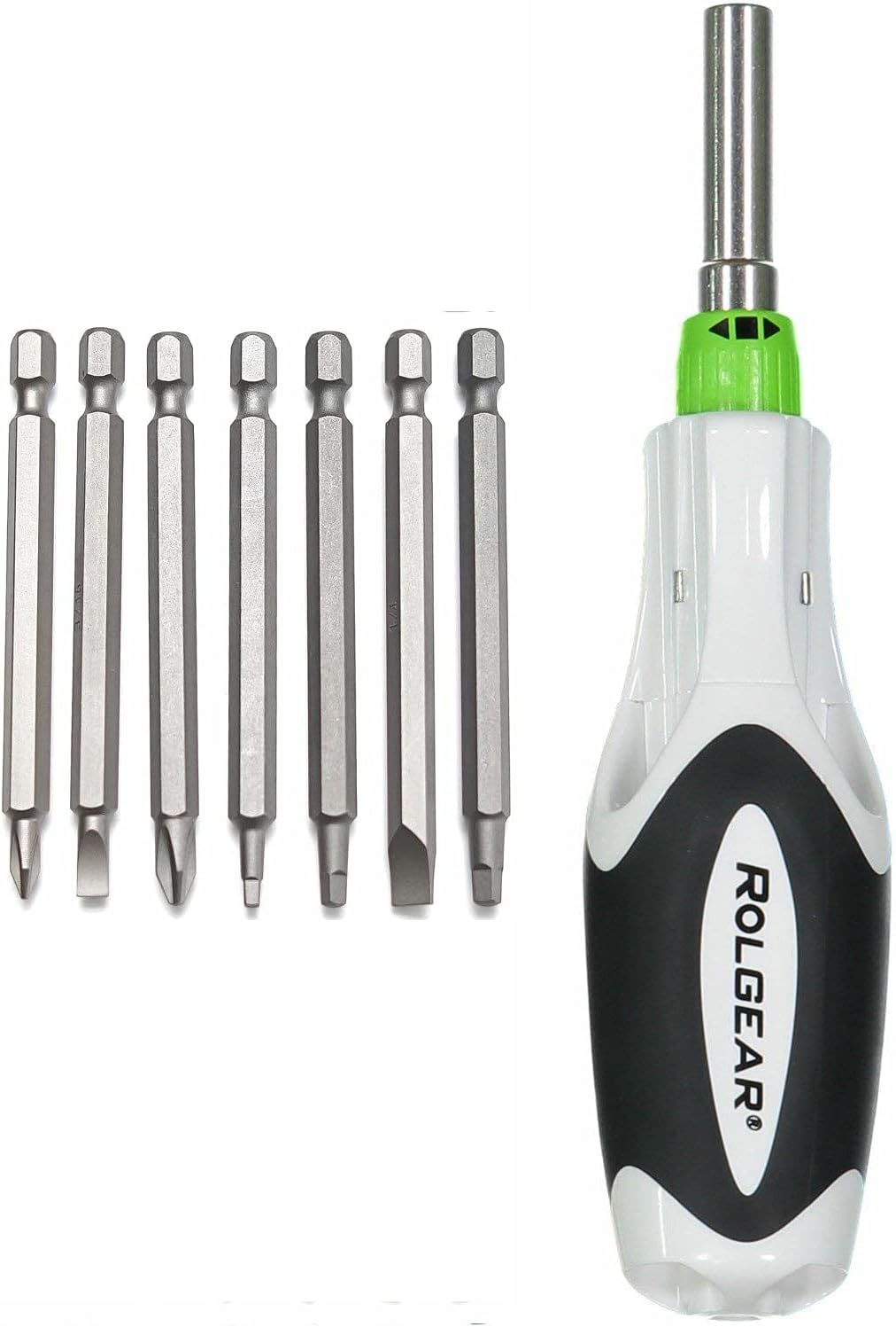 Rolgear 8 in 1 Multi bit Silent Ratchet Screwdriver - Premium Power Bits Made to Last with Durable S2 Steel