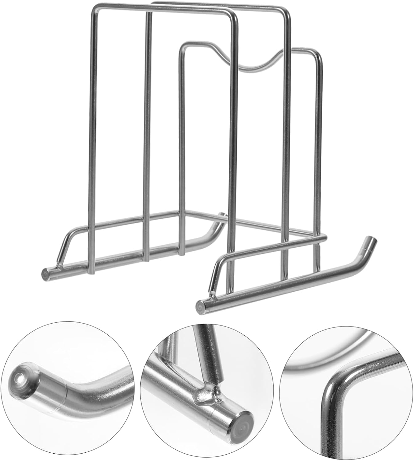 Chopping Board and Pot Lid Holder Rack Kitchen Storage Organizer Double Design for Cutting Boards and Pot -skid Base Space-saving for Tidy Countertops