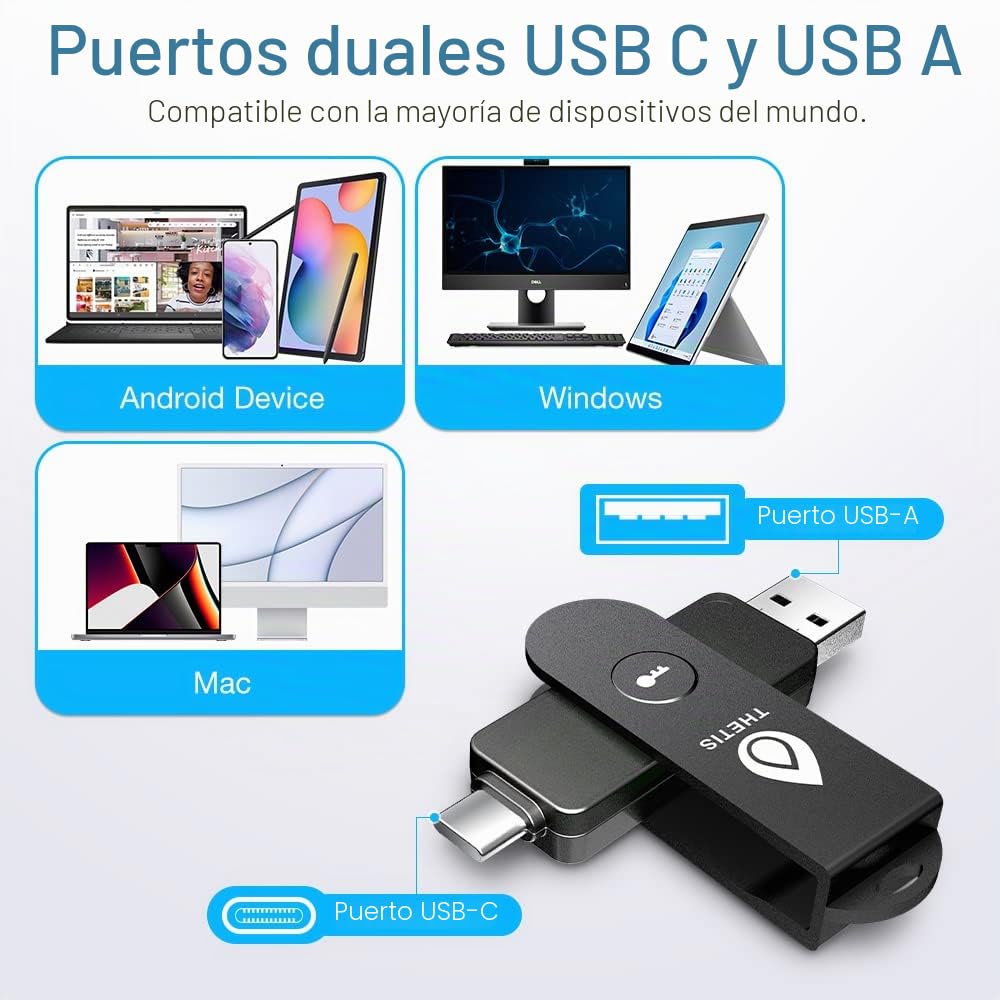 Thetis Pro FIDO2 - Dispositivo de Llave de Seguridad con PinPlex, USB C Dual y USB A y NFC, Certificado PIV, aplicación de autenticación TOTP/HOTP, MFA de autenticación de Dos factores, Funciona con