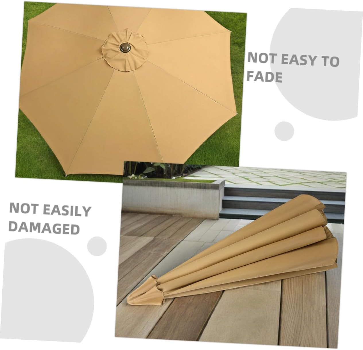 BESPORTBLE Patio Umbrella Replacement Canopy: Outdoor Sunshade Top Covers for Backyard Garden Pool Market Fit 8 Ribs Umbrellas Making Supplies