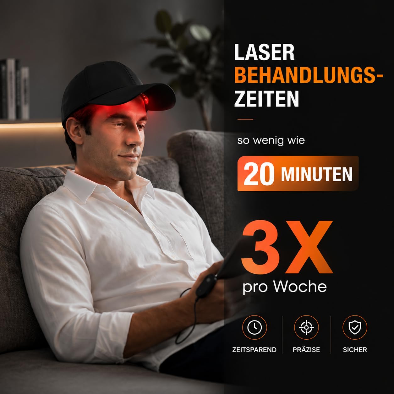 Rotlicht Haarwachstumskappe, 660nm+450nm+850nm Rotlicht Haare, Rotlichtlampe Haare Anti-Haarausfall, 4 Modi, Abnehmbarem Rotlicht Panel, Hair Growth Cap für Männer/Frauen