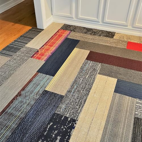 4urFloor 9" x 36" Assorted Carpet Tile Peel and Stick