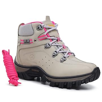 Bota Feminina Para Trabalho Passeio Trilha Em Couro Legitimo Conforto