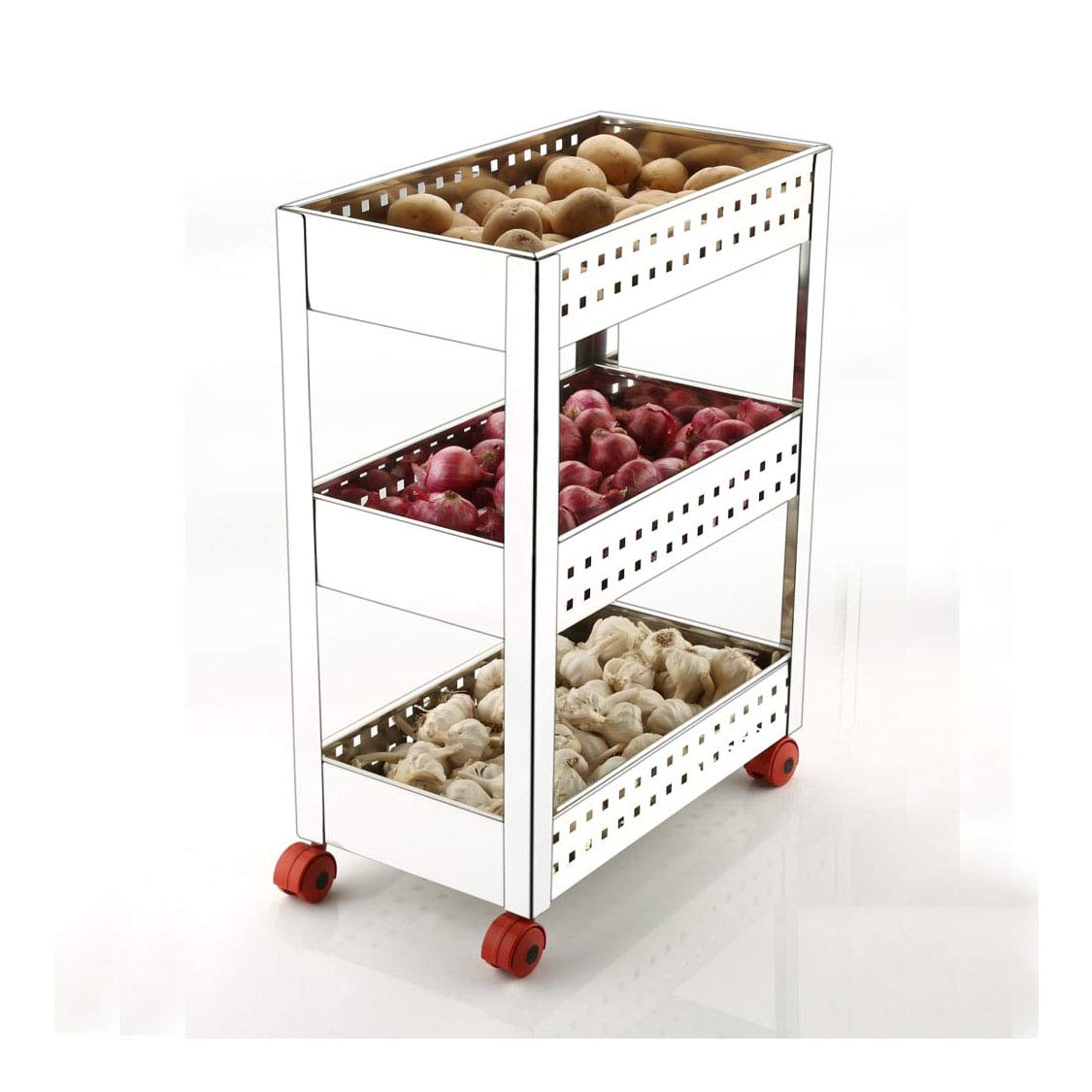 Buy ex Stainless Steel 3Tier Vegetable Basket for Kitchen/Onion Garlic