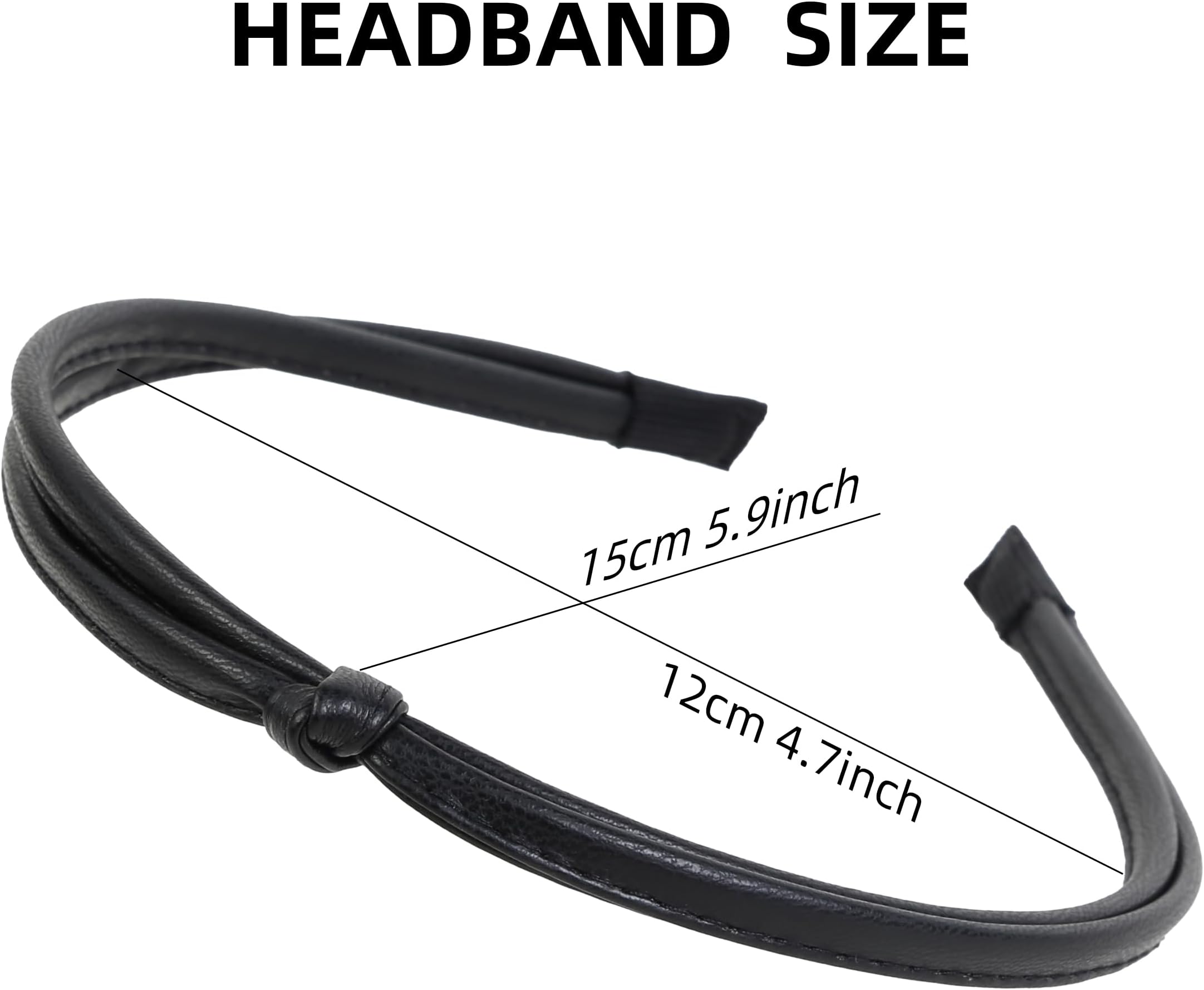 WOVOWOVO Hairband, 5 Pcs Thin Leather Headbands for Women - Knotted Head Bands for Women's Hair Fashion - Headband Black Brown White - Hair Accessories for Women and Girls
