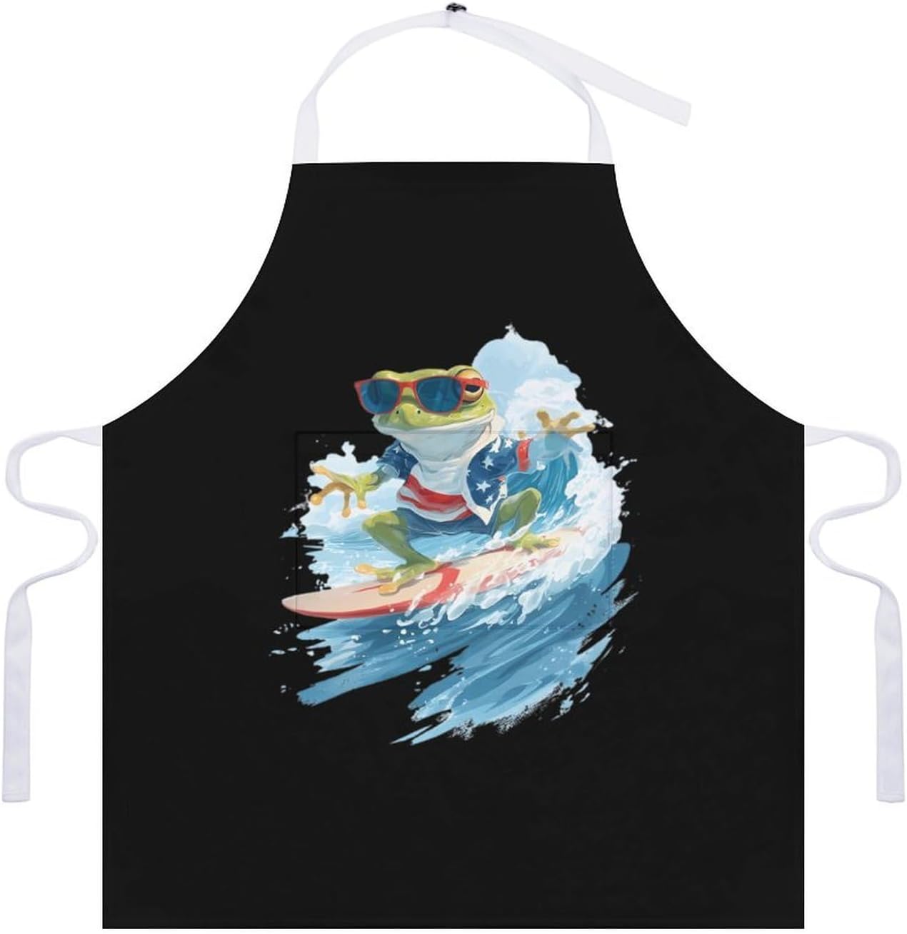 Puertorico Coqui Frog Surfing Classic Chef Aprons for Cooking Waterproof Kitchen Apron with Pockets