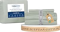 Vista 12 de Therapedic Juego de sábanas Queen de 6 piezas 100% algodón egipcio, satén naturalmente refrescante y transpirable, lavado suave preencogido, sábana