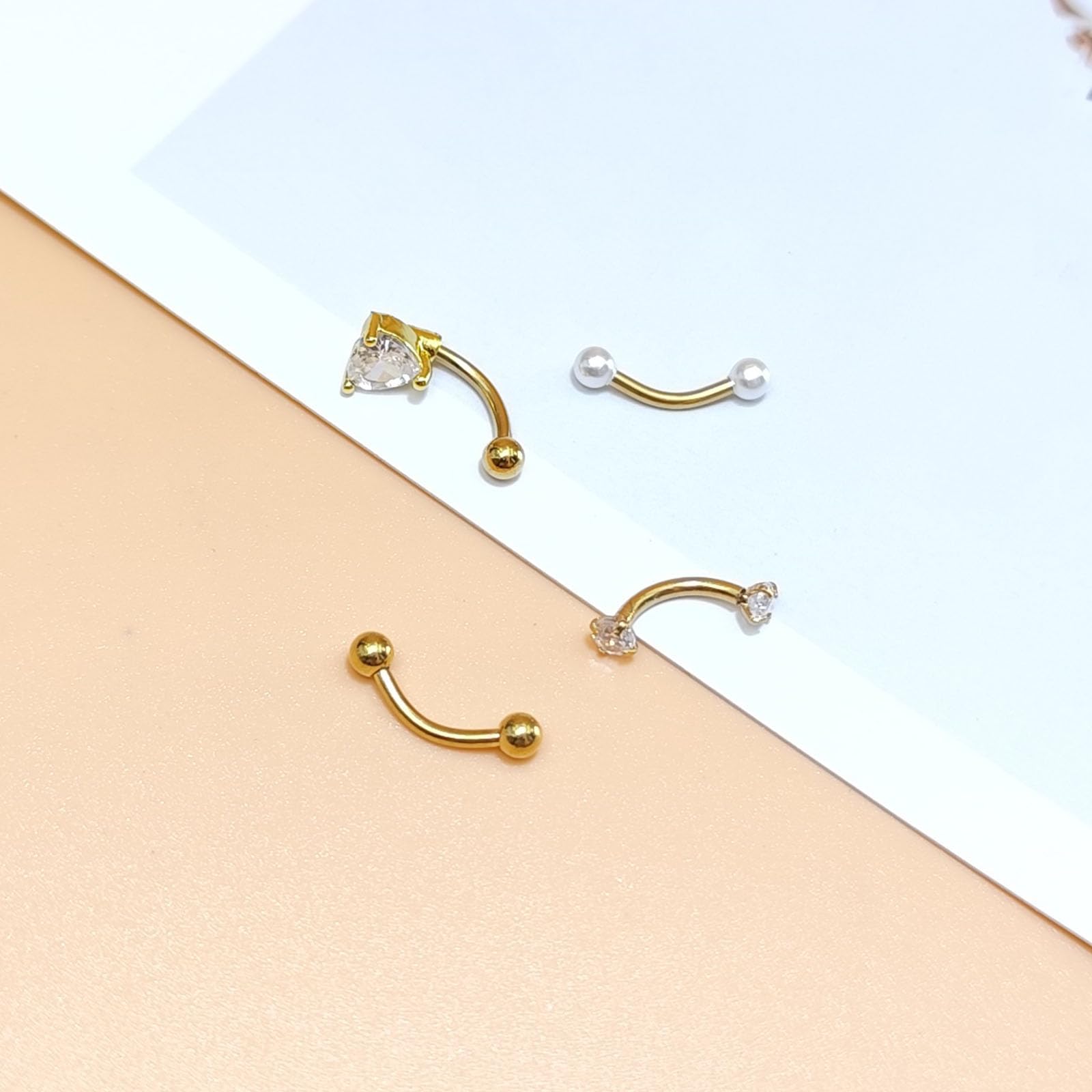 Piercing Ceja Rook Piercing Labio Daith Helix Barra Curva 8mm Acero Inoxidable 16G Piercing Banana Piercing para cejas Plata y Oro Negro